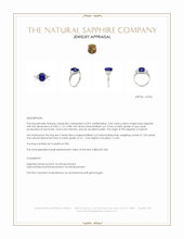 3.34 Ct. Blue Sapphire and Natural Diamond Three Stone Ring, Platinum 950 Appraisal