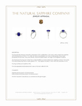 3.34 Ct. Blue Sapphire and Natural Diamond Three Stone Ring, Platinum 950 Appraisal