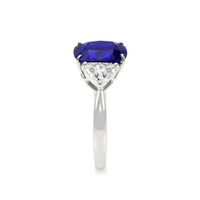 3.34 Ct. Blue Sapphire and Natural Diamond Three Stone Ring, Platinum 950 Image
