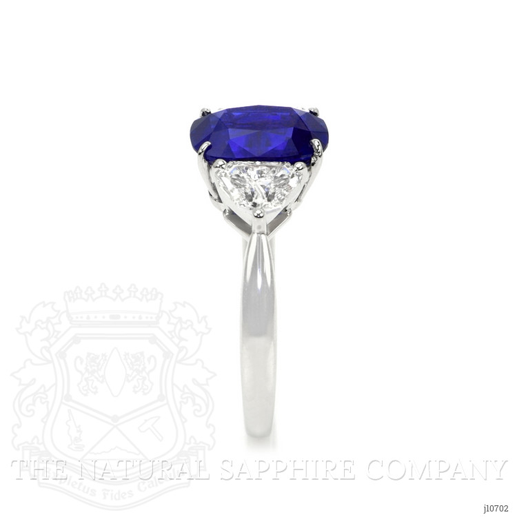 3.34 Ct. Blue Sapphire and Natural Diamond Three Stone Ring, Platinum 950