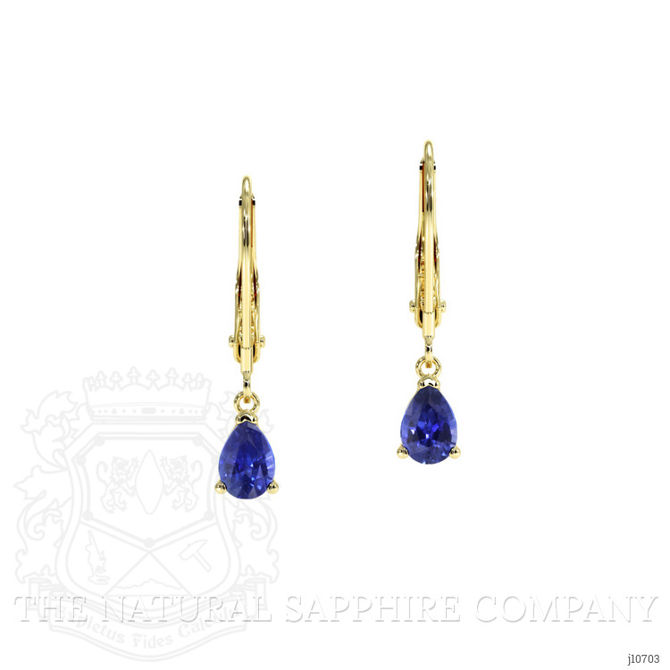 1.00 Ct.Tw. Blue Sapphire Drops Earrings, 14K Yellow Gold