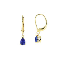 1.00&nbsp;Ct.Tw.Total Carat Weight Blue Sapphire Drops Earrings, 14K Yellow Gold Image