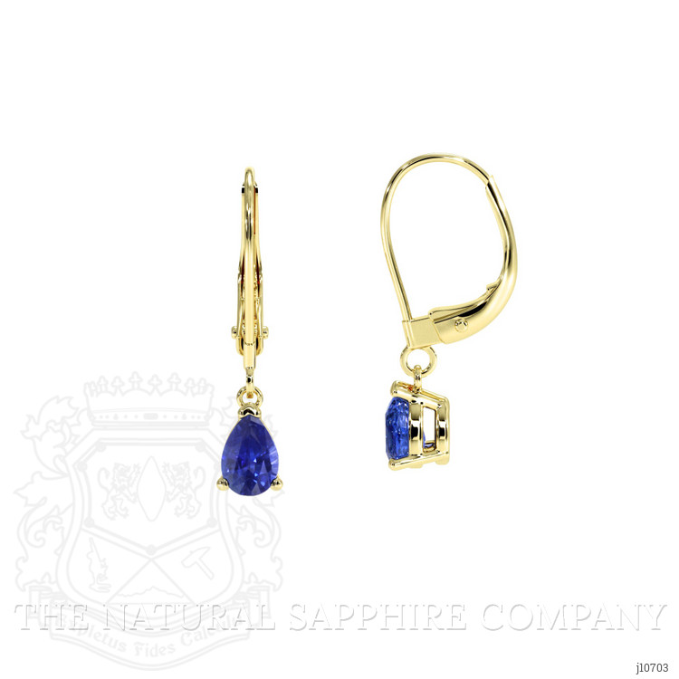 1.00 Ct.Tw. Blue Sapphire Drops Earrings, 14K Yellow Gold
