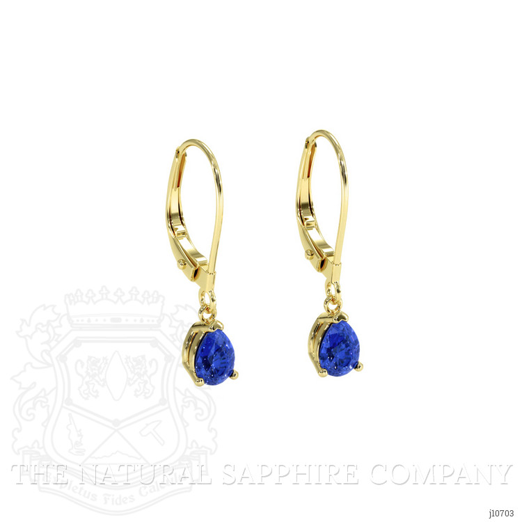 1.00 Ct.Tw. Blue Sapphire Drops Earrings, 14K Yellow Gold