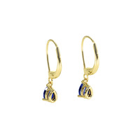 1.00&nbsp;Ct.Tw.Total Carat Weight Blue Sapphire Drops Earrings, 14K Yellow Gold Image