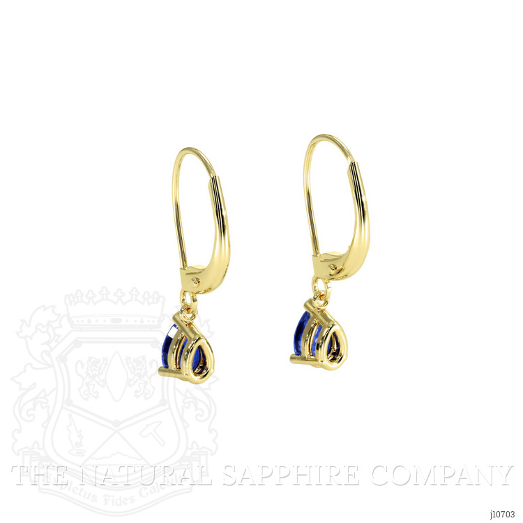 1.00 Ct.Tw. Blue Sapphire Drops Earrings, 14K Yellow Gold