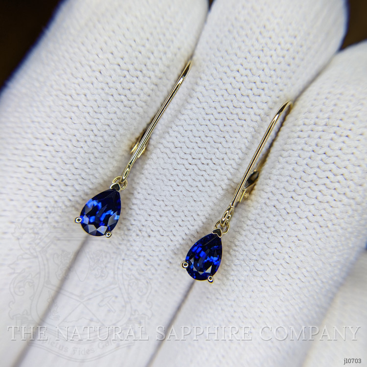 1.00 Ct.Tw. Blue Sapphire Drops Earrings, 14K Yellow Gold
