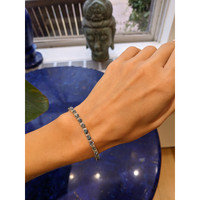 7.19 Ct.Tw. Bluish Green Sapphire and Natural Diamond Tennis/Line Bracelet, 14K White Gold Life Style
