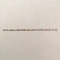 7.42 Ct.Tw. Multi Color Sapphire and Natural Diamond Tennis/Line Bracelet, 14K White Gold Image