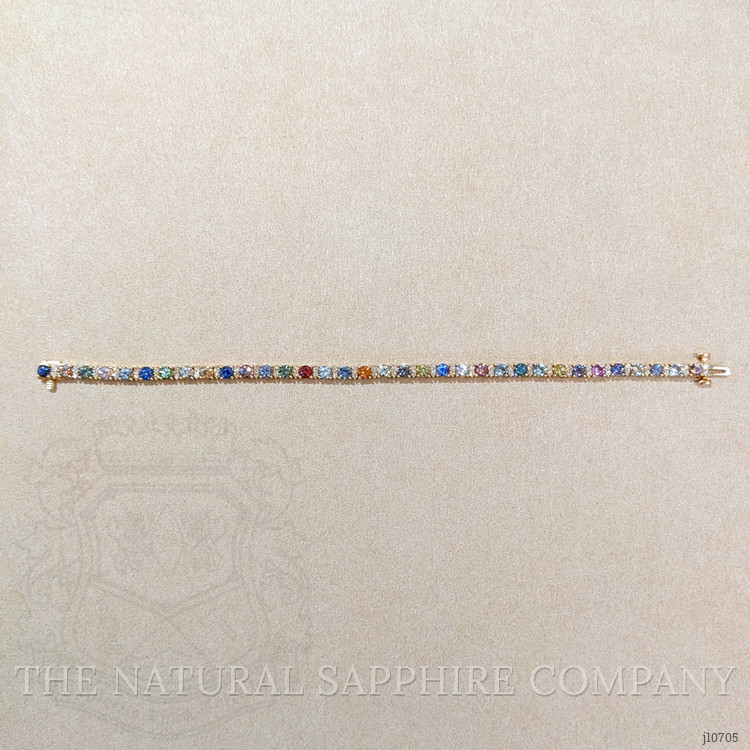 7.42 Ct.Tw. Multi Color Sapphire and Natural Diamond Tennis/Line Bracelet, 14K White Gold