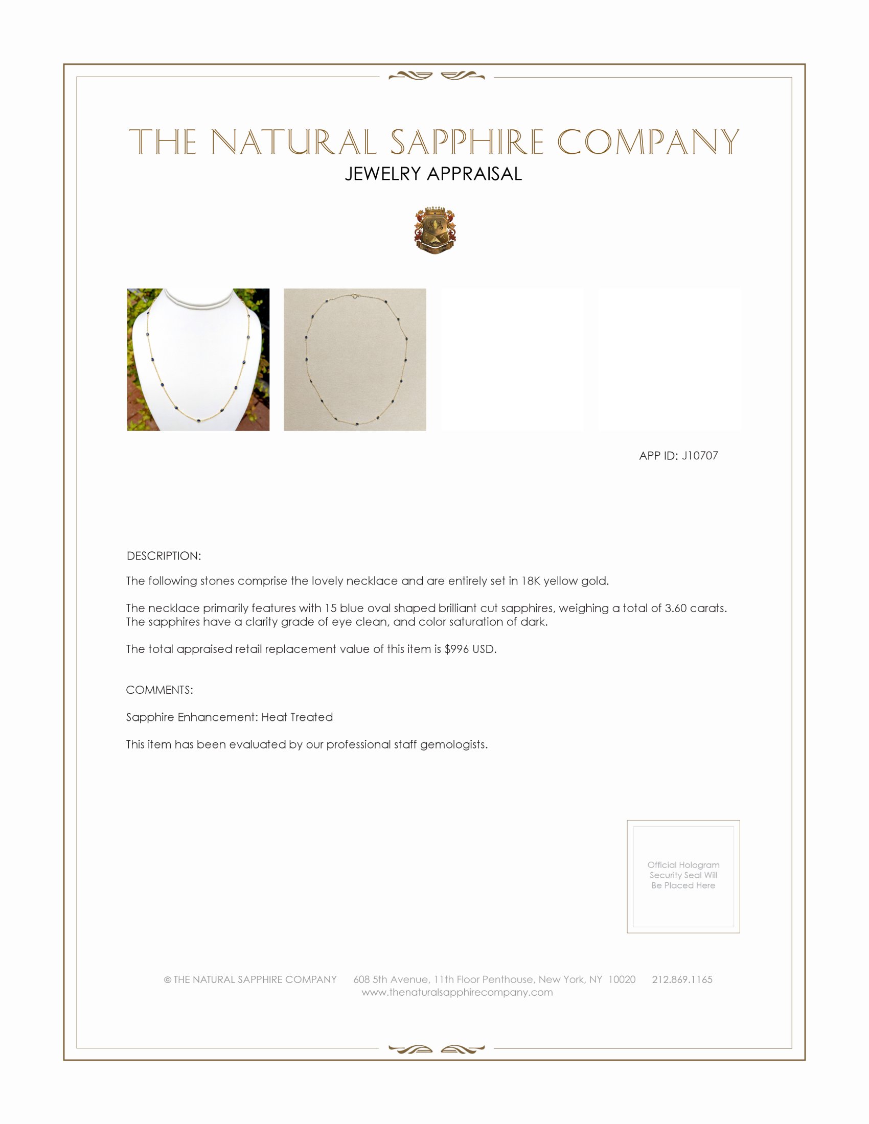 3.60 Ct. Blue Sapphire Bezel Necklace, 18K Yellow Gold