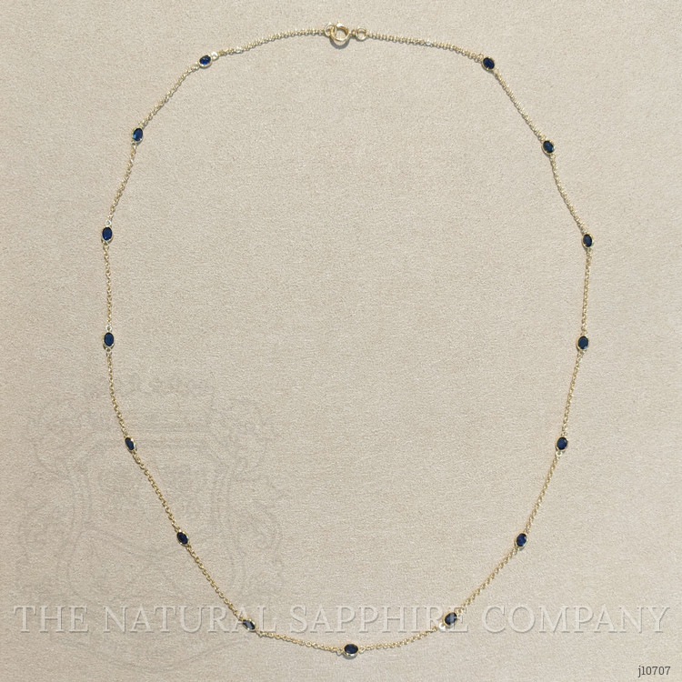 3.60 Ct. Blue Sapphire Bezel Necklace, 18K Yellow Gold
