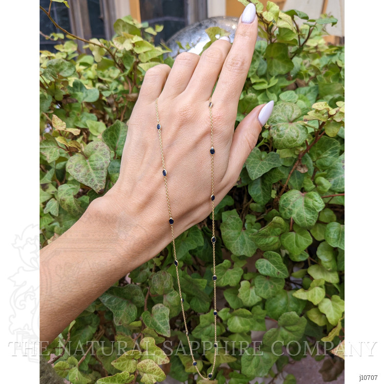 3.60 Ct. Blue Sapphire Bezel Necklace, 18K Yellow Gold