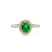 0.79 Ct. Emerald Natural Diamond Pave Ring, 18K White & Yellow Video