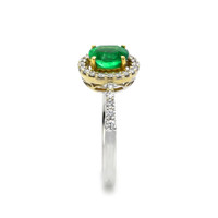 0.79 Ct. Emerald Natural Diamond Pave Ring, 18K White & Yellow Image