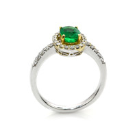0.79 Ct. Emerald Natural Diamond Pave Ring, 18K White & Yellow Image