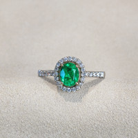 0.79 Ct. Emerald Natural Diamond Pave Ring, 18K White & Yellow Life Style
