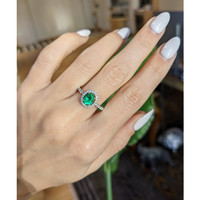 0.79 Ct. Emerald Natural Diamond Pave Ring, 18K White & Yellow Life Style