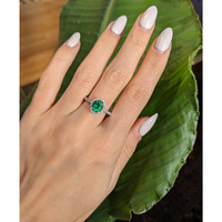 0.79 Ct. Emerald Natural Diamond Pave Ring, 18K White & Yellow Life Style