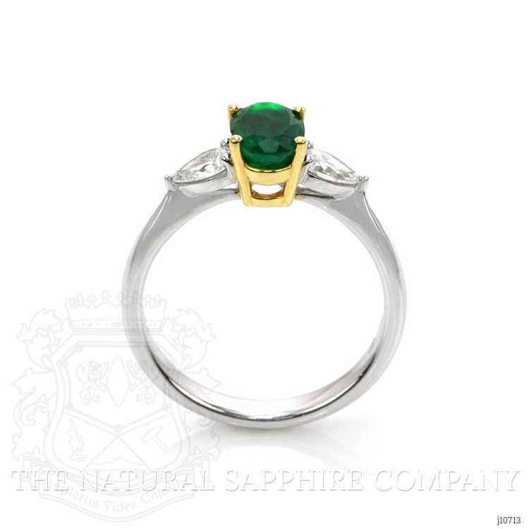 0.87 Ct. Emerald Natural Diamond Three Stone Ring, 18K White & Yellow