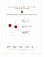9.65 Ct.Tw.Total Carat Weight Ruby and Natural Diamond Halo Earrings, 18K White Gold Scan Report