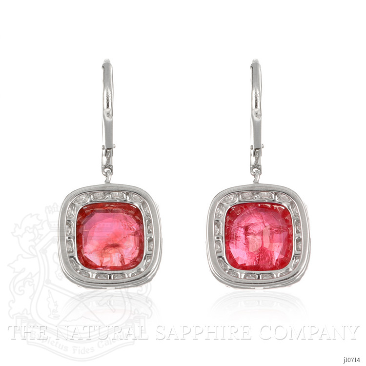 9.65 Ct.Tw. Ruby Natural Diamond Halo Earrings, 18K White Gold