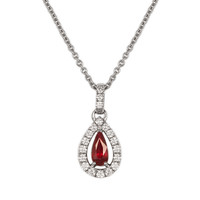 0.53 Ct. Ruby Natural Diamond Halo Pendant, 18K White Gold Video