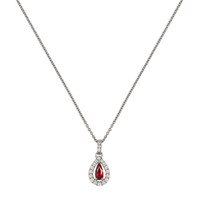 0.53 Ct. Ruby Natural Diamond Halo Pendant, 18K White Gold Image