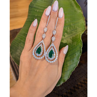 6.10 Ct.Tw. Emerald Natural Diamond Halo Earrings, 18K White Gold Life Style