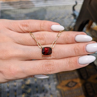 3.38 Ct. Garnet Solitaire Necklace, 14K Yellow Gold Life Style