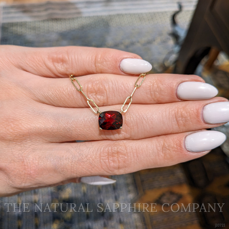 3.38 Ct. Garnet Solitaire Necklace, 14K Yellow Gold