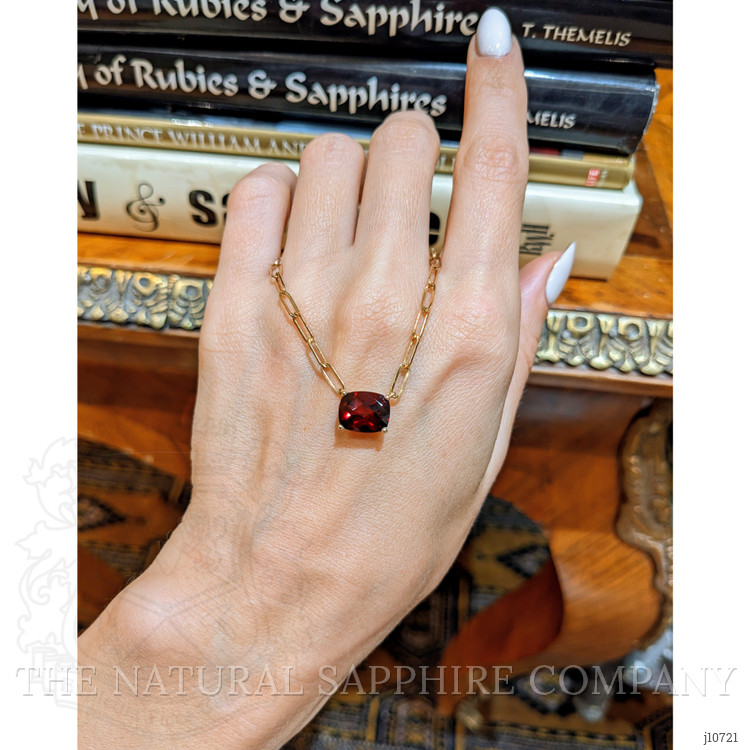 3.38 Ct. Garnet Solitaire Necklace, 14K Yellow Gold