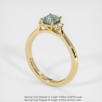 0.70 Ct. Bluish Green Sapphire and Natural Diamond Accent Stones Ring, 18K Yellow Gold Image