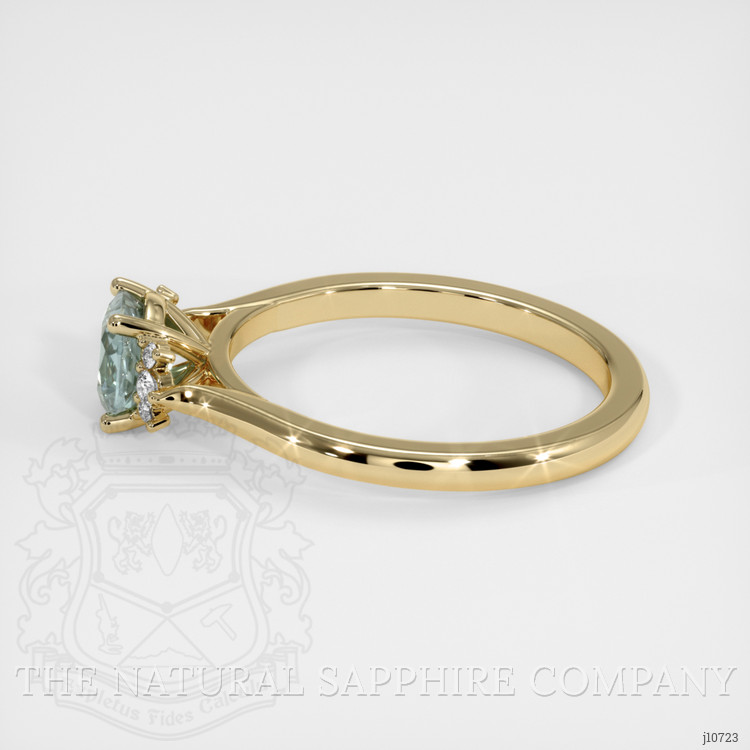 0.70 Ct. Bluish Green Sapphire and Natural Diamond Accent Stones Ring, 18K Yellow Gold