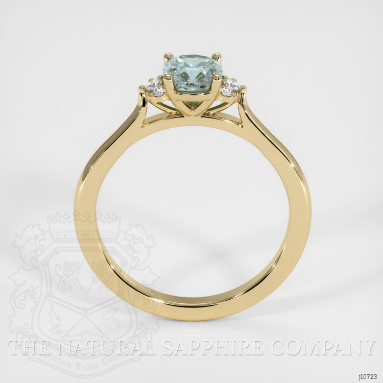 0.70 Ct. Bluish Green Sapphire and Natural Diamond Accent Stones Ring, 18K Yellow Gold