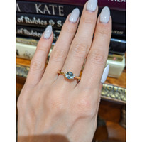 0.70 Ct. Bluish Green Sapphire and Natural Diamond Accent Stones Ring, 18K Yellow Gold Life Style