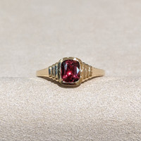 1.06 Ct. Garnet Bezel Ring, 18K Yellow Gold Life Style