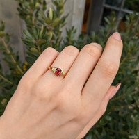 1.06 Ct. Red Garnet Bezel Ring, 18K Yellow Gold Life Style
