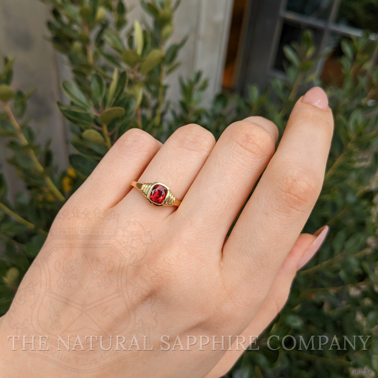 1.06 Ct. Red Garnet Bezel Ring, 18K Yellow Gold