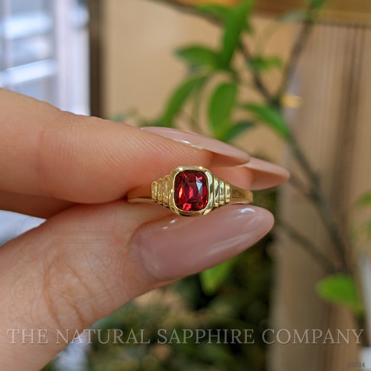 1.06 Ct. Red Garnet Bezel Ring, 18K Yellow Gold