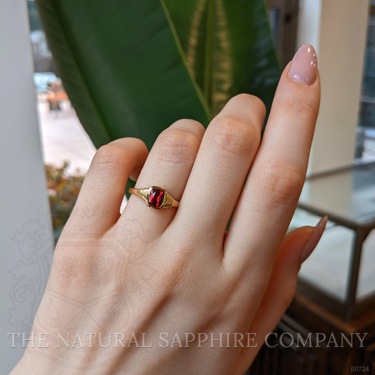 1.06 Ct. Red Garnet Bezel Ring, 18K Yellow Gold