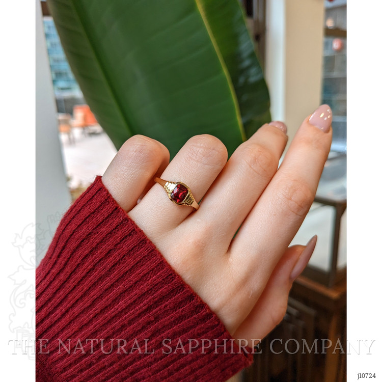 1.06 Ct. Red Garnet Bezel Ring, 18K Yellow Gold