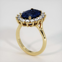 5.64 Ct. Blue Sapphire and Natural Diamond Halo Ring, 14K Yellow Gold Image