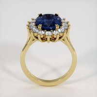5.64 Ct. Blue Sapphire and Natural Diamond Halo Ring, 14K Yellow Gold Image