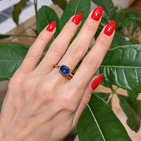 1.87 Ct. Blue Sapphire Bezel Ring, 14K White & Yellow Life Style