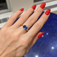 1.87 Ct. Blue Sapphire Bezel Ring, 14K White & Yellow Life Style