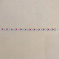 4.15 Ct.Tw. Ruby Natural Diamond Tennis/Line Bracelet, 18K White Gold Image