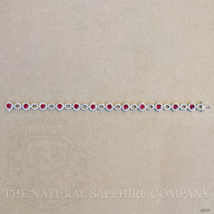 4.15 Ct.Tw. Ruby Natural Diamond Tennis/Line Bracelet, 18K White Gold