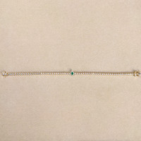 0.18 Ct.Tw.Total Carat Weight Emerald and Natural Diamond Pave Bracelet, 14K Yellow Gold Image