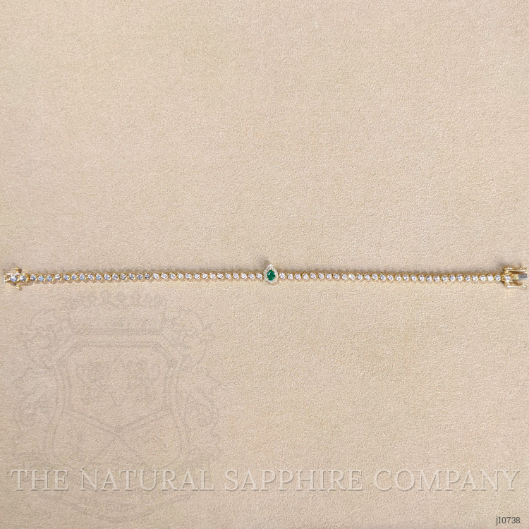 0.18 Ct.Tw. Emerald and Natural Diamond Pave Bracelet, 14K Yellow Gold